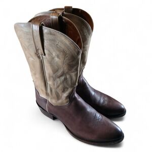 Dan Post Cowboy Boot Brown Tan Leather Mens Size 13 D Pull On *Barely Worn.